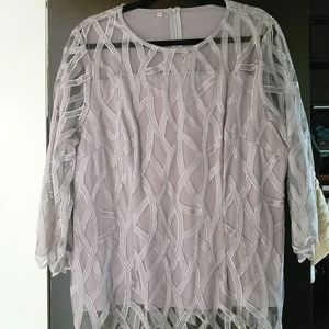 Lane Bryant Silver Long-Sleeve Blouse